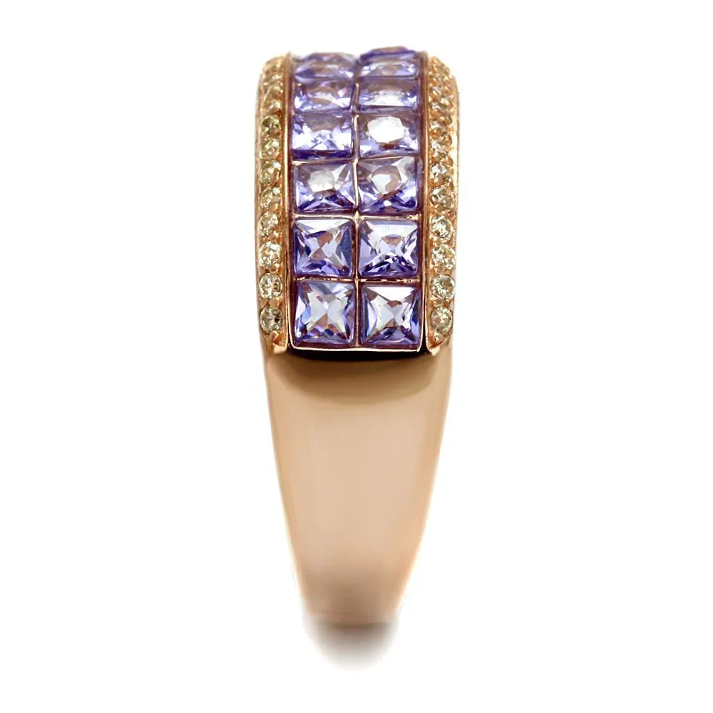 TS525 - Rose Gold 925 Sterling Silver Ring with AAA Grade CZ  in Amethyst-3